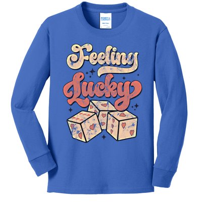 Feeling Lucky The Dice With Red Hearts Blink Gift Kids Long Sleeve Shirt