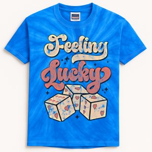 Feeling Lucky The Dice With Red Hearts Blink Gift Kids Tie-Dye T-Shirt