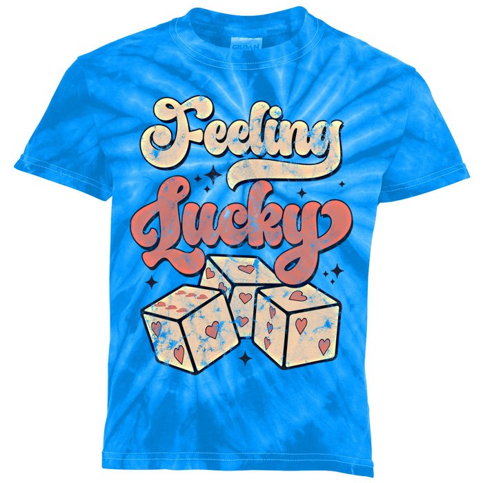 Feeling Lucky The Dice With Red Hearts Blink Gift Kids Tie-Dye T-Shirt