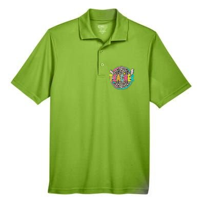 Funny Leopard Teacher Happy First Day Of School Teacher Men's Origin Performance Pique Polo