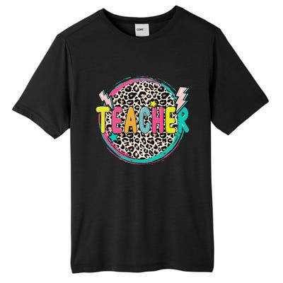 Funny Leopard Teacher Happy First Day Of School Teacher Tall Fusion ChromaSoft Performance T-Shirt