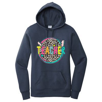 Funny Leopard Teacher Happy First Day Of School Teacher Women's Pullover Hoodie