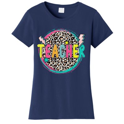 Funny Leopard Teacher Happy First Day Of School Teacher Women's T-Shirt