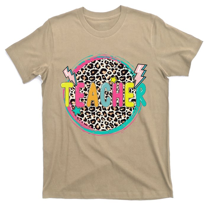 Funny Leopard Teacher Happy First Day Of School Teacher T-Shirt