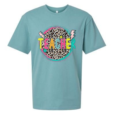 Funny Leopard Teacher Happy First Day Of School Teacher Sueded Cloud Jersey T-Shirt