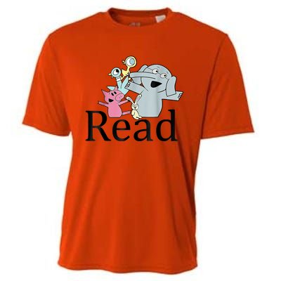 Funny Library Teacher Read Book Club Piggie Elephant Pigeons Cooling Performance Crew T-Shirt