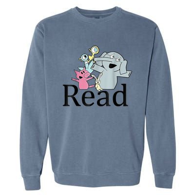 Funny Library Teacher Read Book Club Piggie Elephant Pigeons Garment-Dyed Sweatshirt