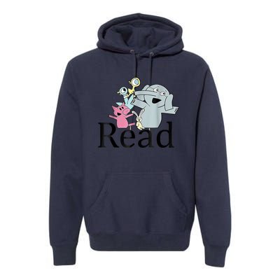 Funny Library Teacher Read Book Club Piggie Elephant Pigeons Premium Hoodie