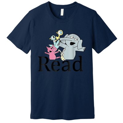 Funny Library Teacher Read Book Club Piggie Elephant Pigeons Premium T-Shirt