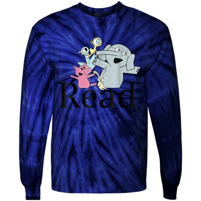 Funny Library Teacher Read Book Club Piggie Elephant Pigeons Tie-Dye Long Sleeve Shirt