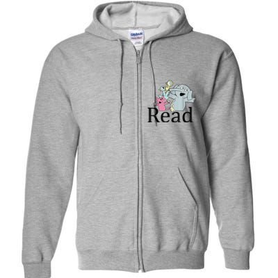 Funny Library Teacher Read Book Club Piggie Elephant Pigeons Full Zip Hoodie