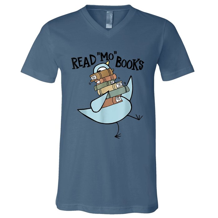 Funny Library Teacher Read Book Club Piggie Elephant Pigeons V-Neck T-Shirt