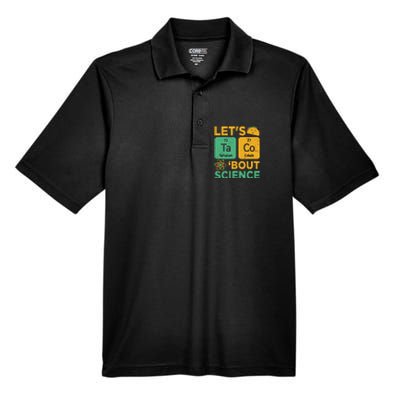 Funny Lets Tacos Bout Science Scientist Teacher Men's Origin Performance Piqué Polo