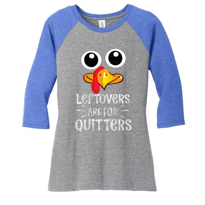 Funny Leftovers Turkey Matching Family Thanksgiving Outfit Women's Tri-Blend 3/4-Sleeve Raglan Shirt