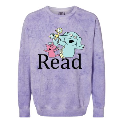 Funny Library Teacher Read Book Club Piggie Elephant Pigeons Colorblast Crewneck Sweatshirt