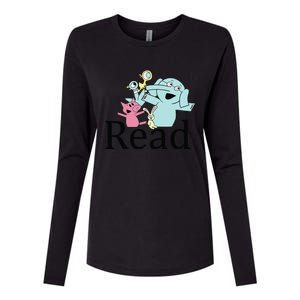 Funny Library Teacher Read Book Club Piggie Elephant Pigeons Womens Cotton Relaxed Long Sleeve T-Shirt