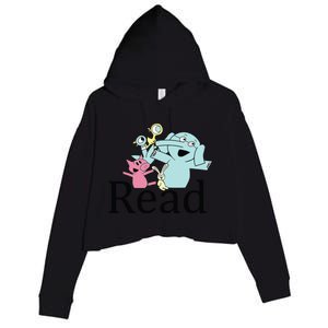 Funny Library Teacher Read Book Club Piggie Elephant Pigeons Crop Fleece Hoodie