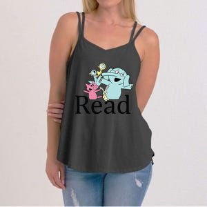 Funny Library Teacher Read Book Club Piggie Elephant Pigeons Women's Strappy Tank