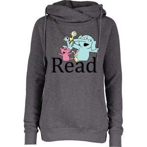 Funny Library Teacher Read Book Club Piggie Elephant Pigeons Womens Funnel Neck Pullover Hood