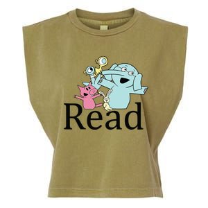 Funny Library Teacher Read Book Club Piggie Elephant Pigeons Garment-Dyed Women's Muscle Tee