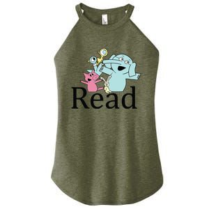 Funny Library Teacher Read Book Club Piggie Elephant Pigeons Women's Perfect Tri Rocker Tank