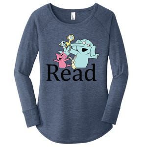 Funny Library Teacher Read Book Club Piggie Elephant Pigeons Women's Perfect Tri Tunic Long Sleeve Shirt