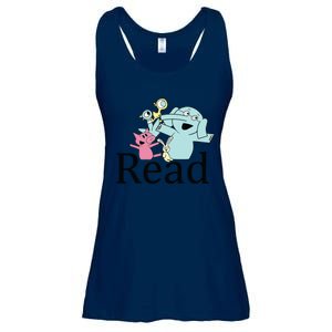 Funny Library Teacher Read Book Club Piggie Elephant Pigeons Ladies Essential Flowy Tank