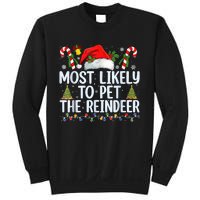 Funny Likely To Pet The Reindeer Squad Family Joke Christmas Sweatshirt