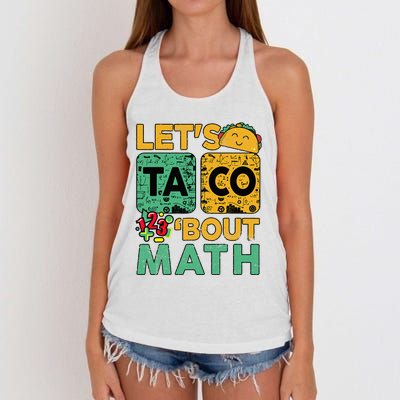 Funny Lets Taco Bout Math Teacher Back School Women's Knotted Racerback Tank