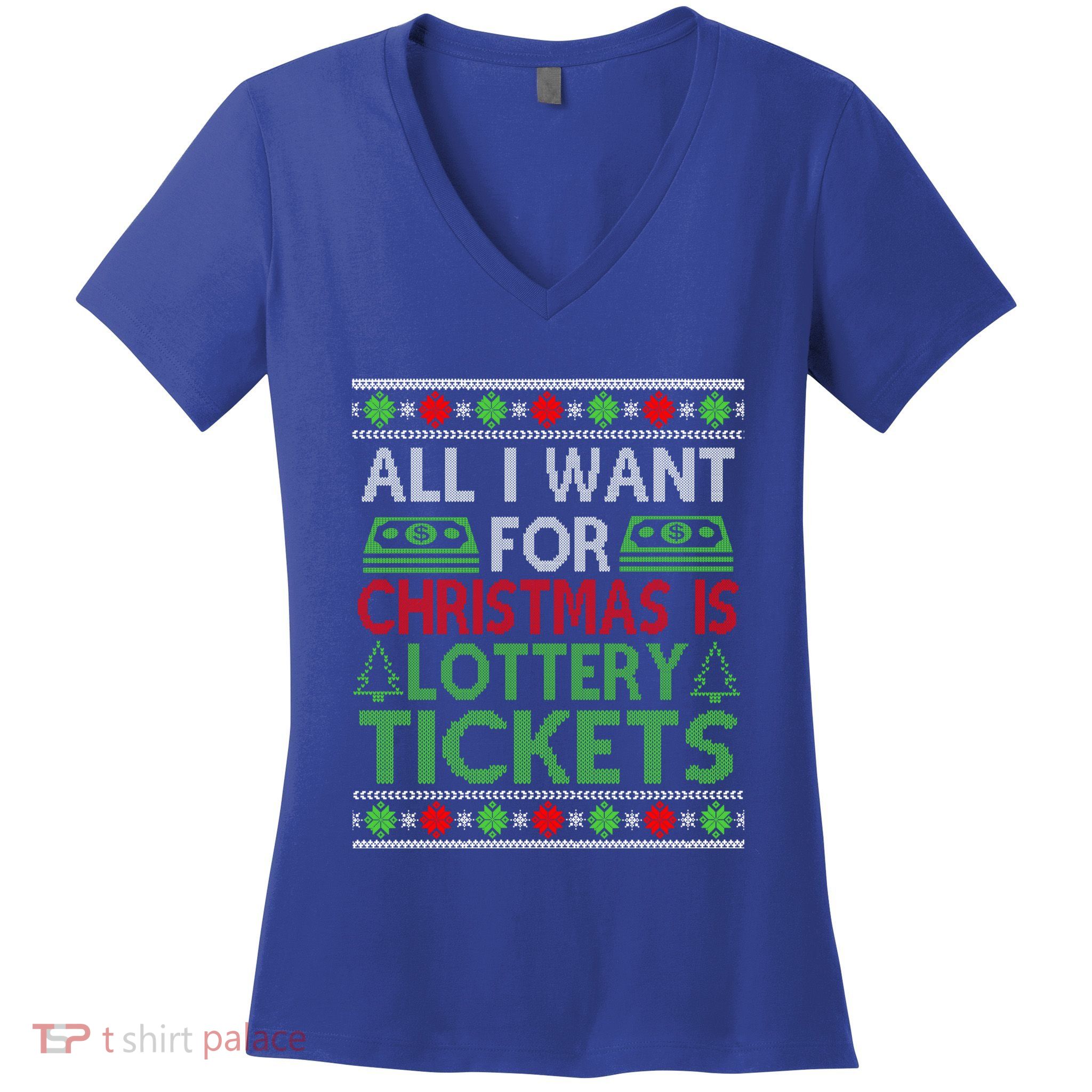 Funny Lottery Tickets Christmas Money Cash Gift Card Ugly Cool Gift Women's V-Neck T-Shirt