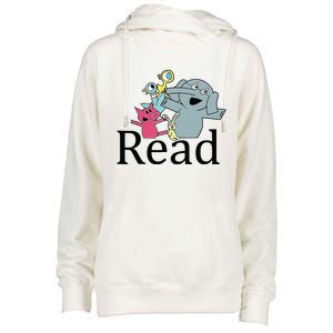 Funny Library Teacher Read Book Club Piggie Elephant Pigeons Womens Funnel Neck Pullover Hood