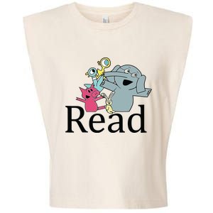 Funny Library Teacher Read Book Club Piggie Elephant Pigeons Garment-Dyed Women's Muscle Tee