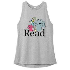 Funny Library Teacher Read Book Club Piggie Elephant Pigeons Ladies PosiCharge Tri-Blend Wicking Tank