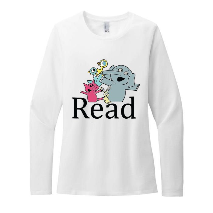 Funny Library Teacher Read Book Club Piggie Elephant Pigeons Womens CVC Long Sleeve Shirt