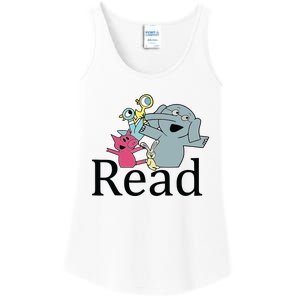 Funny Library Teacher Read Book Club Piggie Elephant Pigeons Ladies Essential Tank