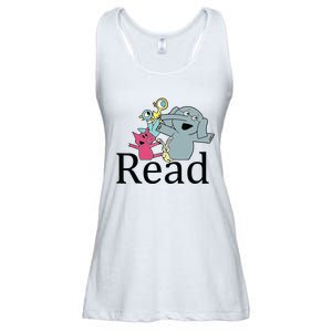 Funny Library Teacher Read Book Club Piggie Elephant Pigeons Ladies Essential Flowy Tank