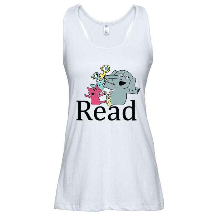 Funny Library Teacher Read Book Club Piggie Elephant Pigeons Ladies Essential Flowy Tank