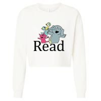 Funny Library Teacher Read Book Club Piggie Elephant Pigeons Cropped Pullover Crew