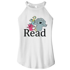 Funny Library Teacher Read Book Club Piggie Elephant Pigeons Women's Perfect Tri Rocker Tank