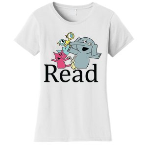 Funny Library Teacher Read Book Club Piggie Elephant Pigeons Women's T-Shirt