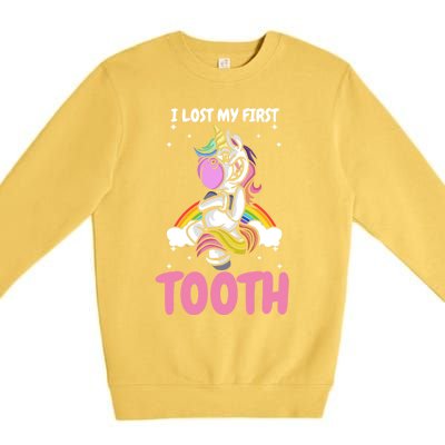 First Lost Tooth Cute Unicorn Teeth Fairy Great Gift Premium Crewneck Sweatshirt