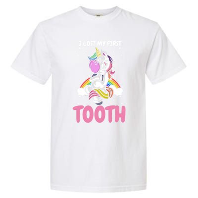 First Lost Tooth Cute Unicorn Teeth Fairy Great Gift Garment-Dyed Heavyweight T-Shirt