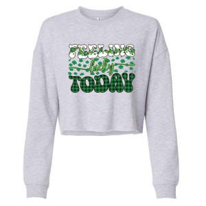 Feeling Lucky Today Plaid Shamrock St Pattricks Day Cropped Pullover Crew