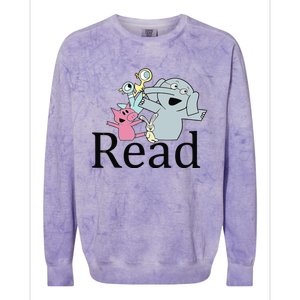 Funny Library Teacher Read Book Club Piggie Elephant Pigeons Colorblast Crewneck Sweatshirt