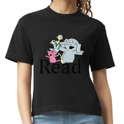 Funny Library Teacher Read Book Club Piggie Elephant Pigeons Comfort Colors Boxy T-Shirt