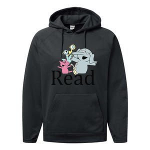 Funny Library Teacher Read Book Club Piggie Elephant Pigeons Performance Fleece Hoodie