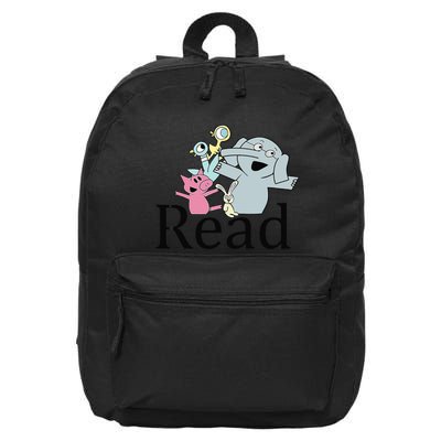 Funny Library Teacher Read Book Club Piggie Elephant Pigeons 16 in Basic Backpack
