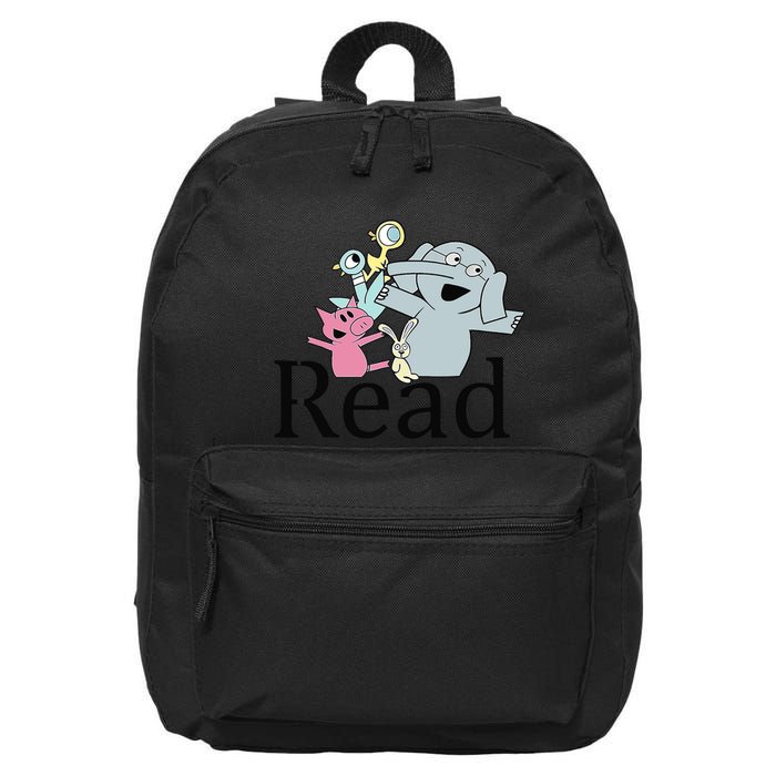 Funny Library Teacher Read Book Club Piggie Elephant Pigeons 16 in Basic Backpack