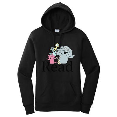 Funny Library Teacher Read Book Club Piggie Elephant Pigeons Women's Pullover Hoodie