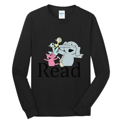 Funny Library Teacher Read Book Club Piggie Elephant Pigeons Tall Long Sleeve T-Shirt